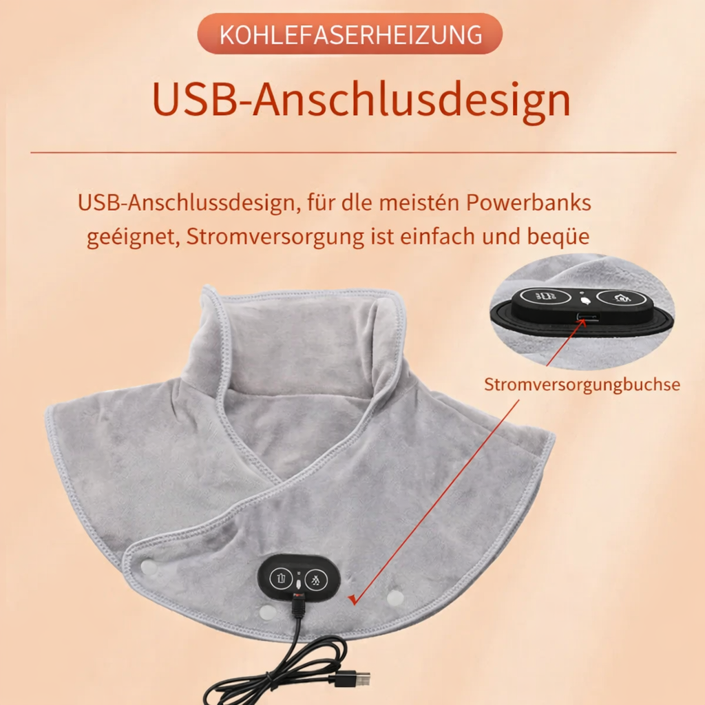 Wärme-Nacken- & Schultermassager ThermoLiva | USB-Heizkissen mit Vibration | 3 Temperaturstufen & Timer | Weicher Plüsch
