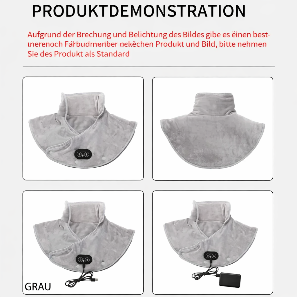Wärme-Nacken- & Schultermassager ThermoLiva | USB-Heizkissen mit Vibration | 3 Temperaturstufen & Timer | Weicher Plüsch