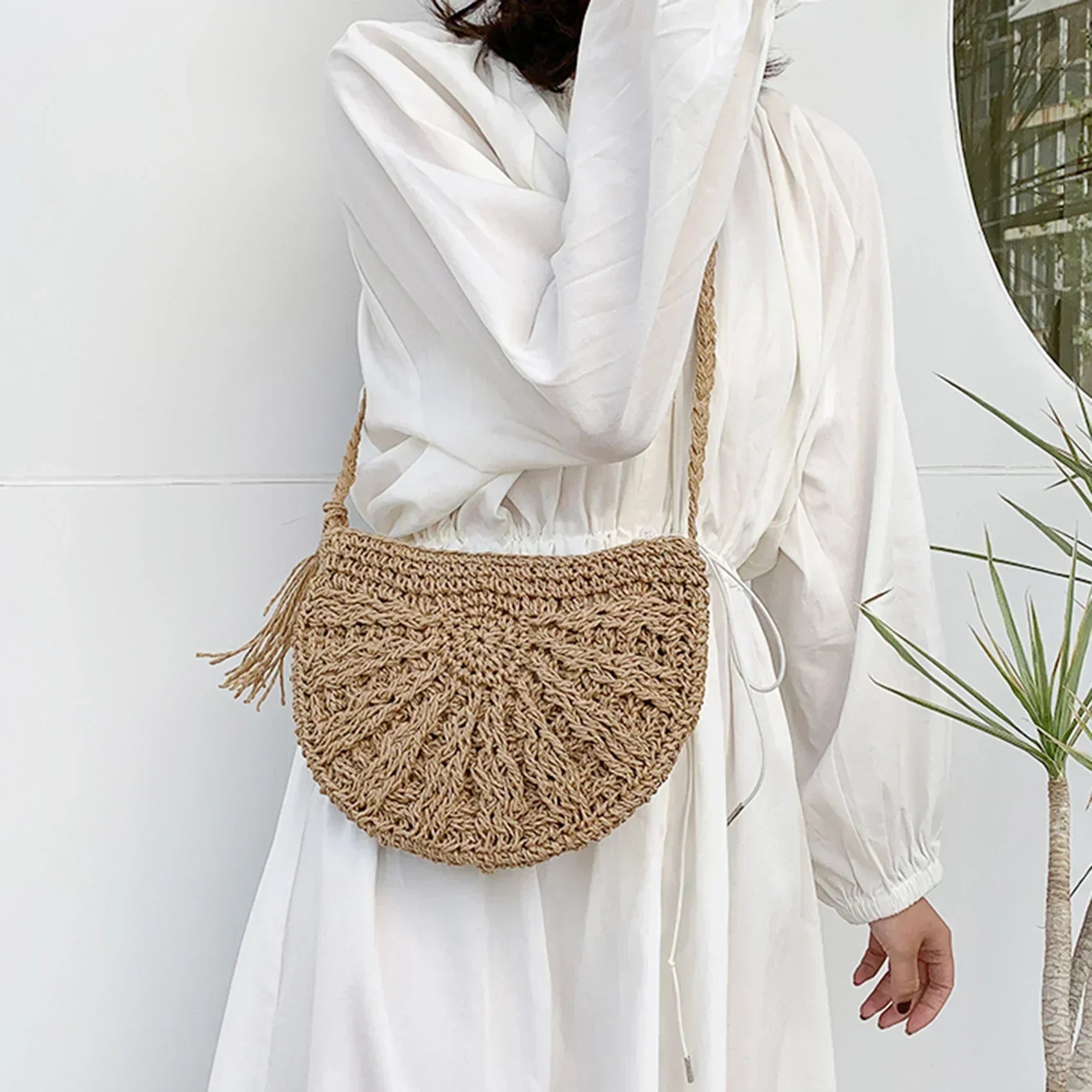 Kesia | Boho Half-Moon Woven Bag