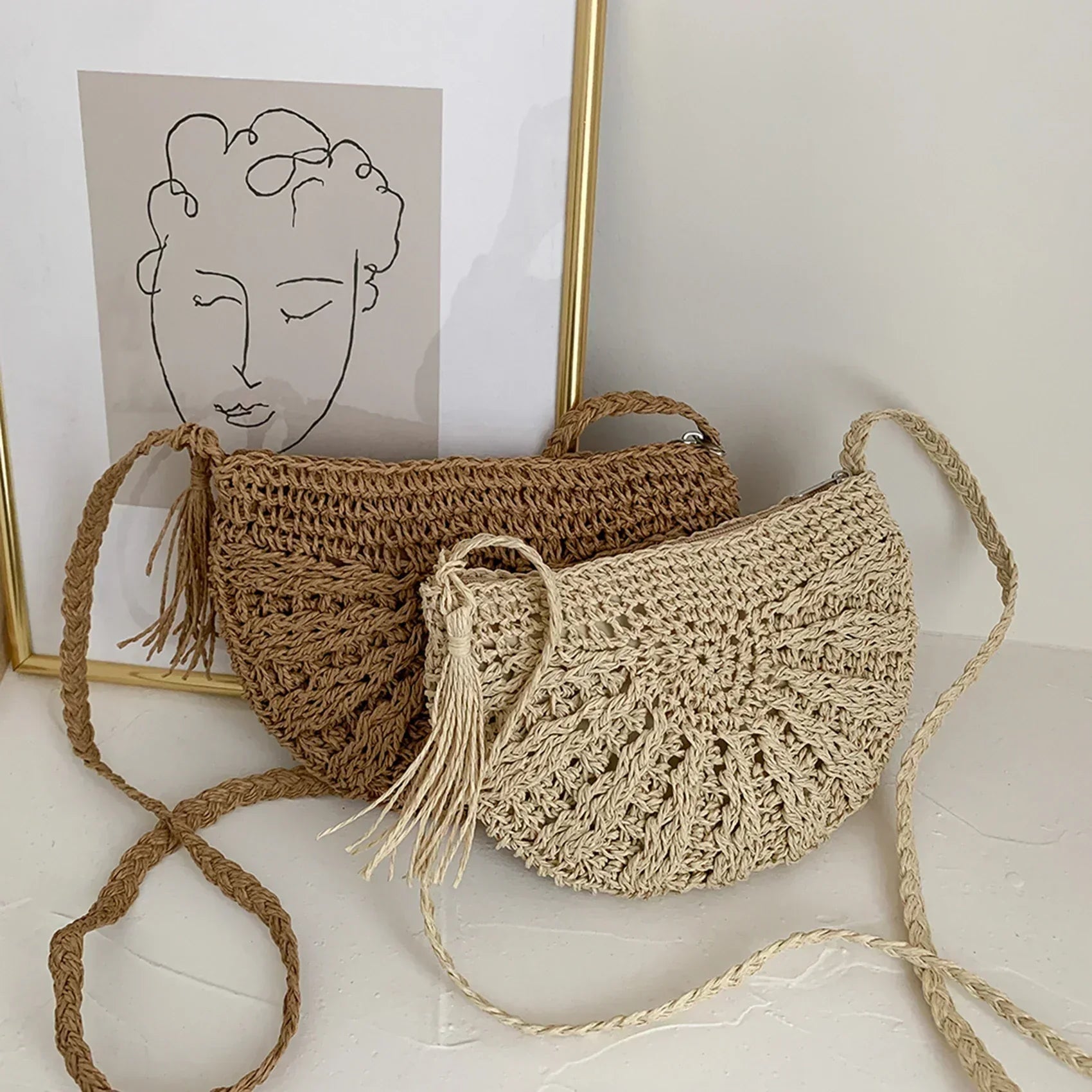 Kesia | Boho Half-Moon Woven Bag