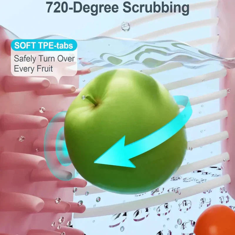 VeggiCleanse™ | Vollständige Sauberkeit mit 360°-Drehung und praktischem Abtropfkorb
