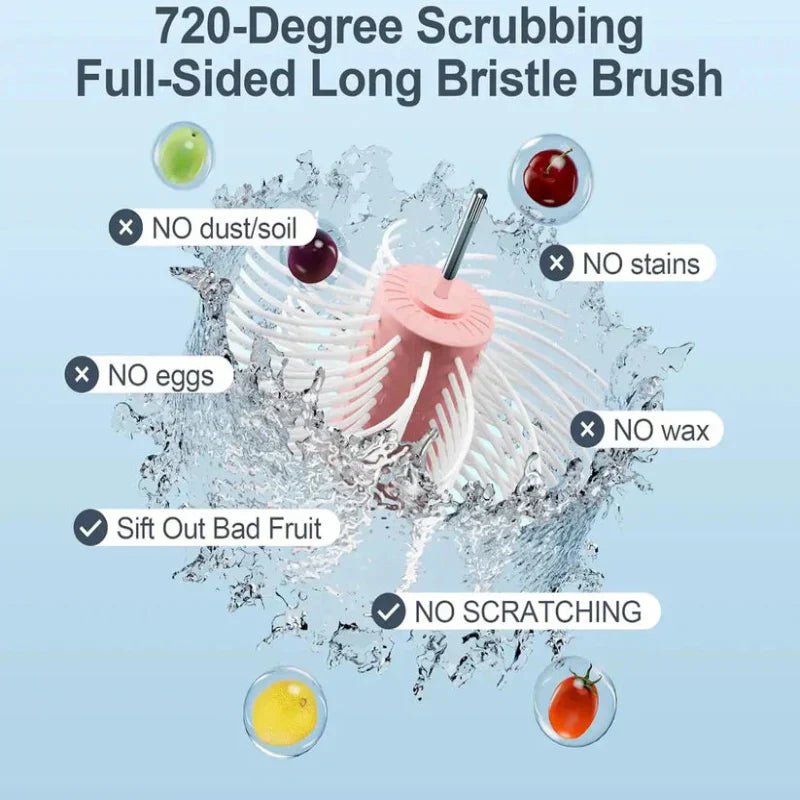 VeggiCleanse™ | Vollständige Sauberkeit mit 360°-Drehung und praktischem Abtropfkorb