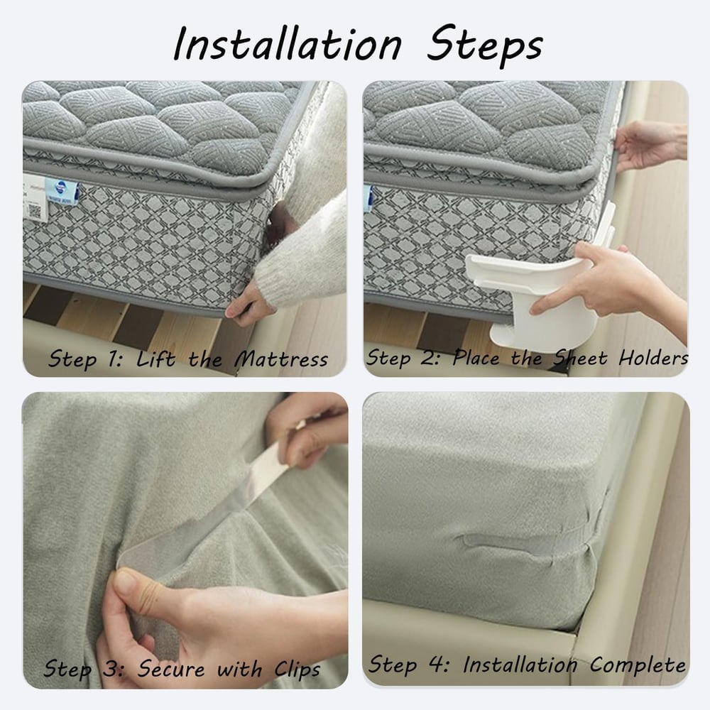 BedFix™ - 4er-Set Bettlaken-Spanner – sicherer Halt für alle Matratzengrößen