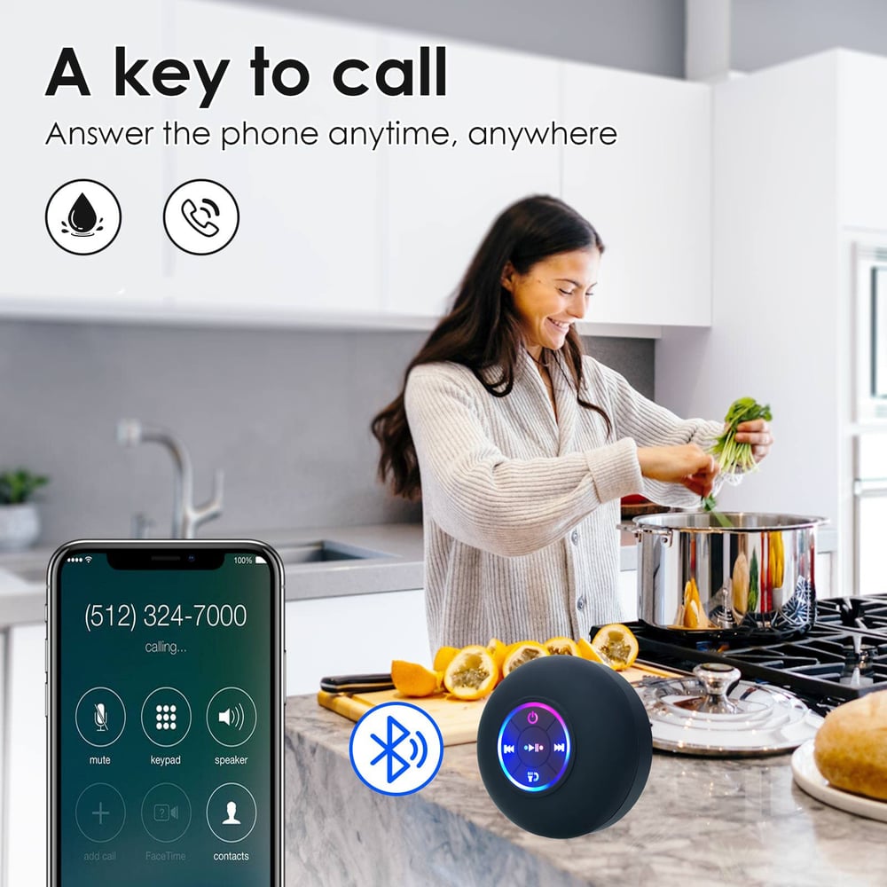 Wasserfester Bluetooth-Duschlautsprecher – Superstarkem Wand-Saugnapf