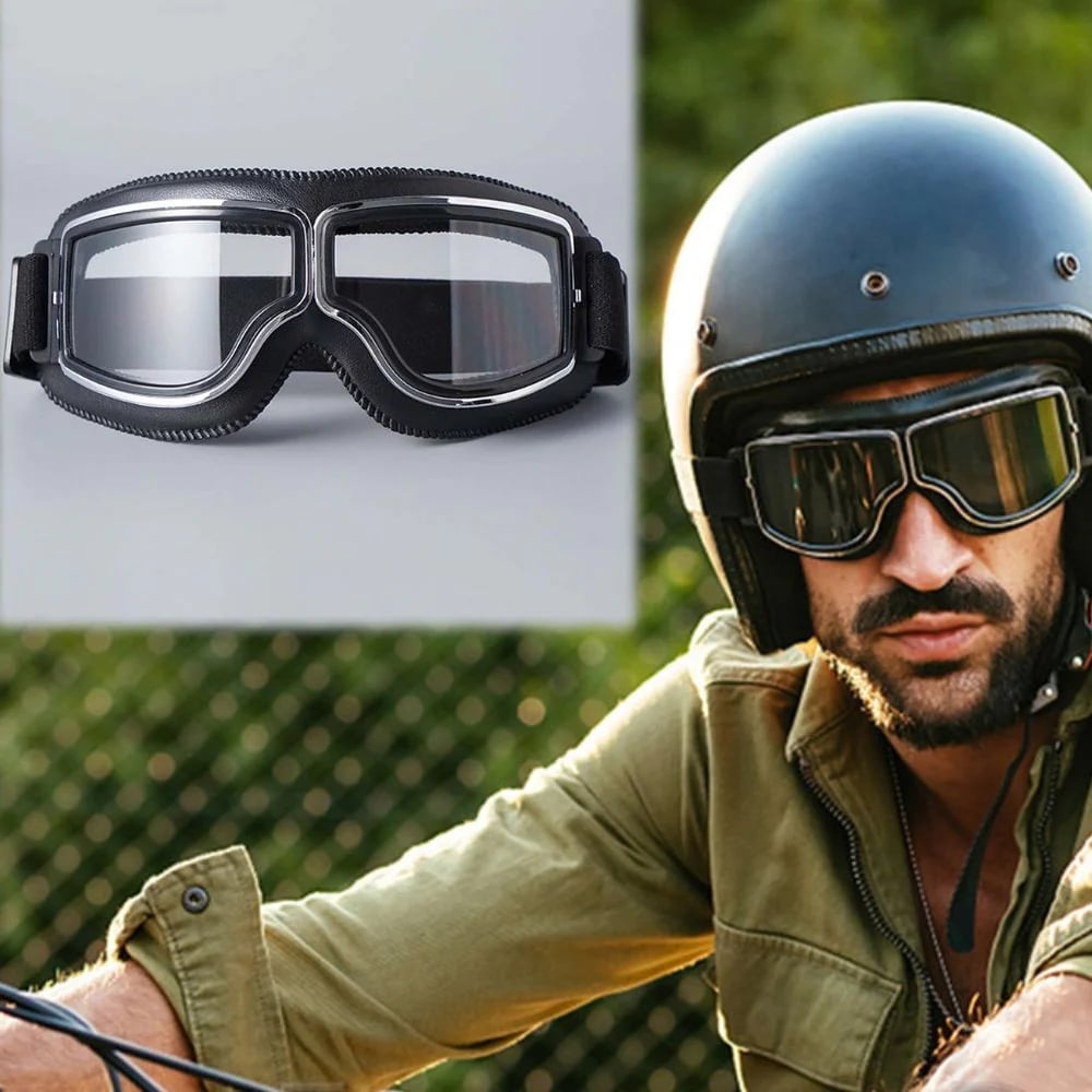 RetroGoggles Vintage Motorradbrille | UV-Schutz | Stoßfest & Verstellbar | 50% Rabatt