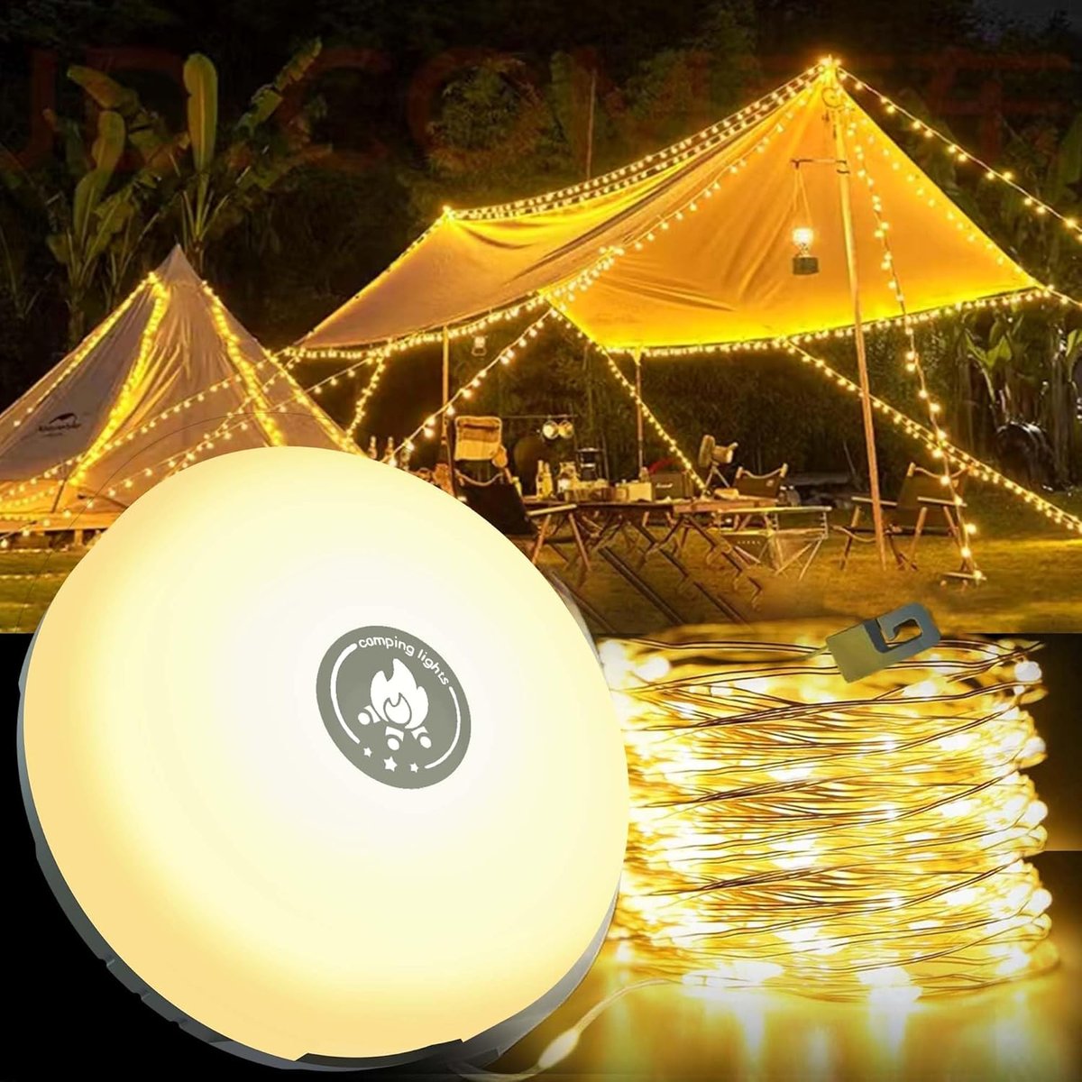 CampLite™ - 4-in-1 Campinglicht mit RGB-Lichterkette & Powerbank