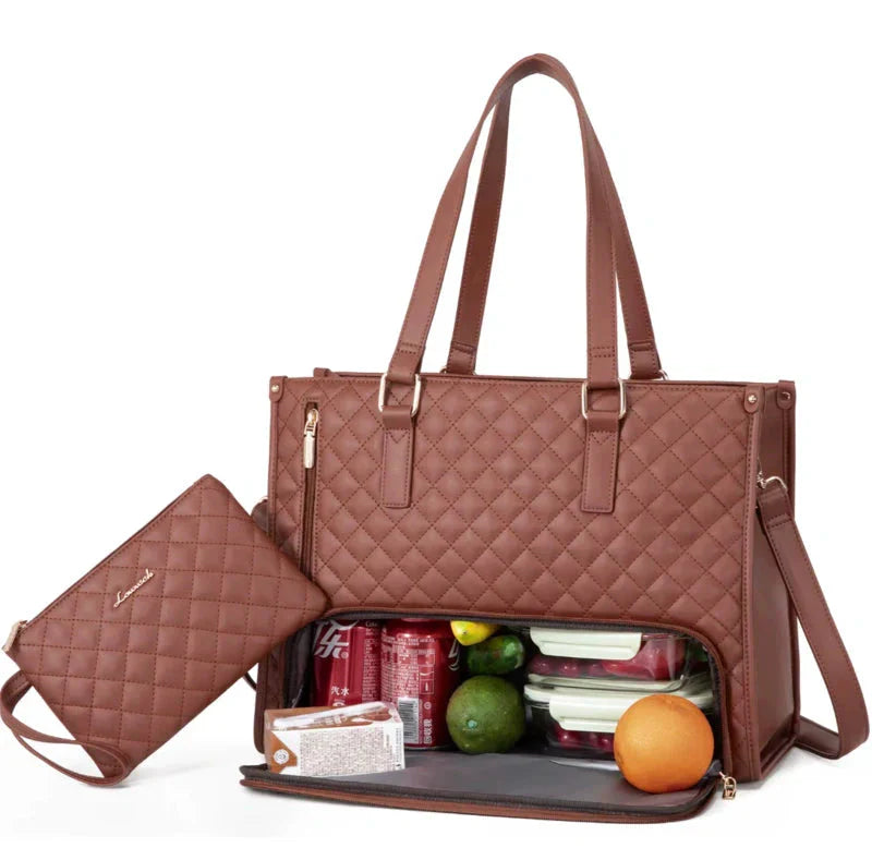 2-in-1 Elegante Tasche mit Isoliertem Lebensmittel-Fach