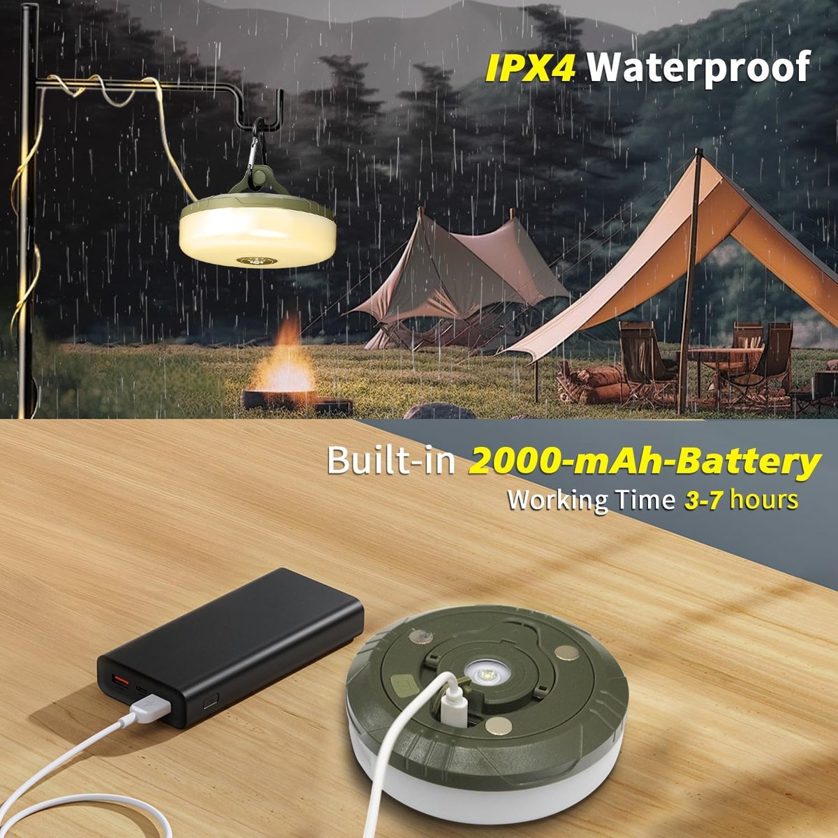 CampLite™ - 4-in-1 Campinglicht mit RGB-Lichterkette & Powerbank