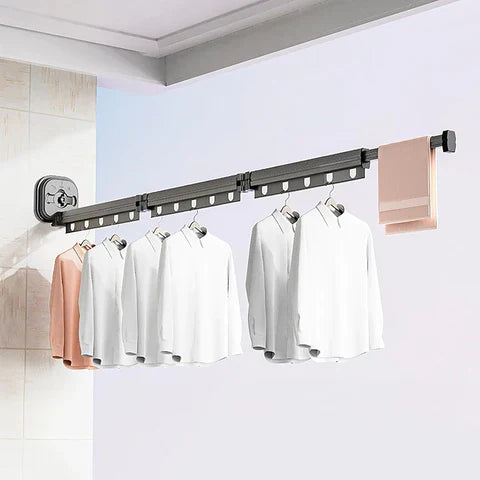 Kein-Nägel-Wandhalterung: Ausziehbarer, Wandmontierter Wäscheständer – Platzsparend und Zusammenklappbar