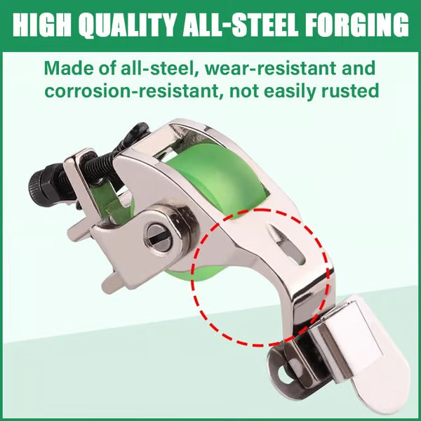 1+1 Gratis | Vielseitiger Rollfuß für Nähmaschinen – Verstellbar für perfekte Säume | Grün & Gelb