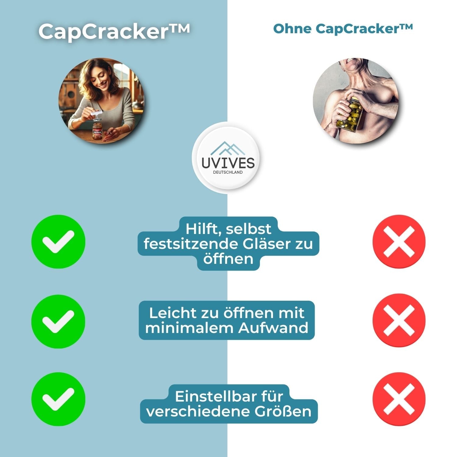 1+1 GRATIS | CapCracker™ Müheloses Öffnen von Gläsern für schmerzreduzierte Hände