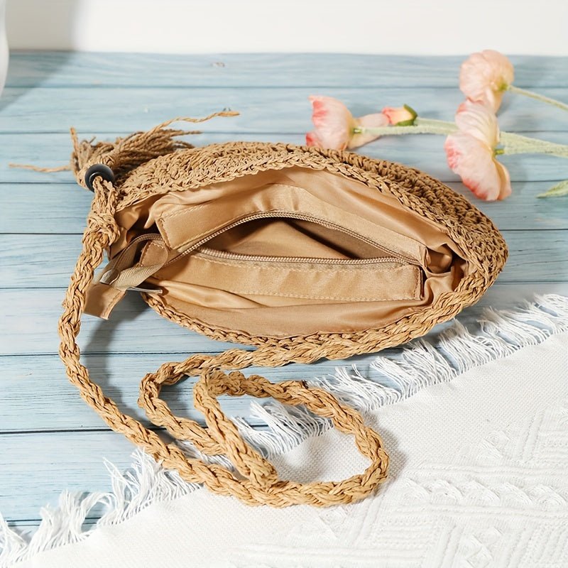 Daniela – Stylische geflochtene Strohtasche mit Quaste