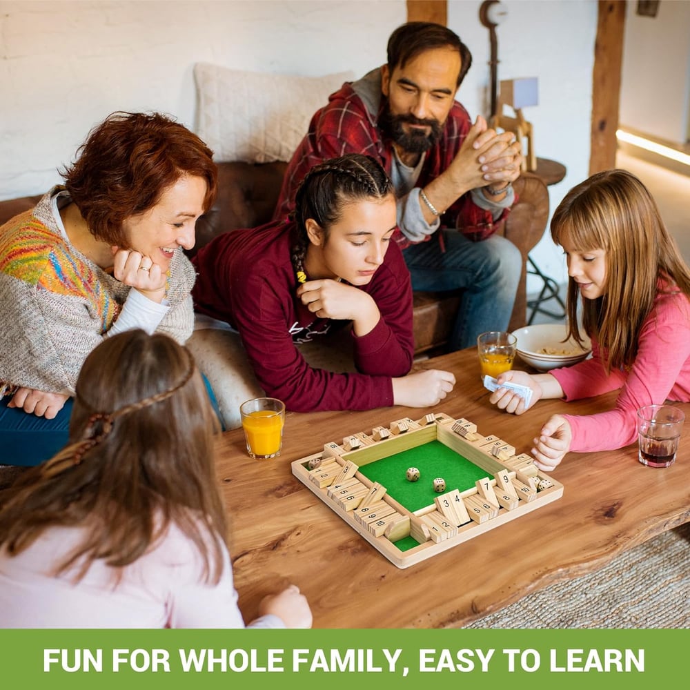 Shut the Box Holzspiel – Traditionelles Würfelspiel für Kinder & Erwachsene