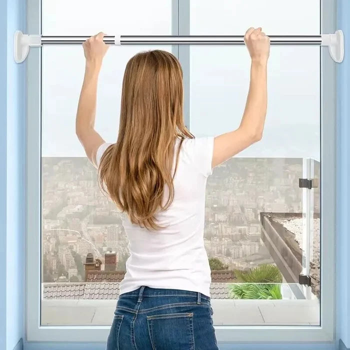 SnapTight Verstellbare Klemmstange | Bohrenfrei & Rückstandsfrei | Edelstahl | Für Bad & Gardinen