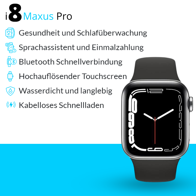 i8 Pro Max Smartwatch | Mit Umfangreichem Gesundheitsmonitor 75% RABATT!