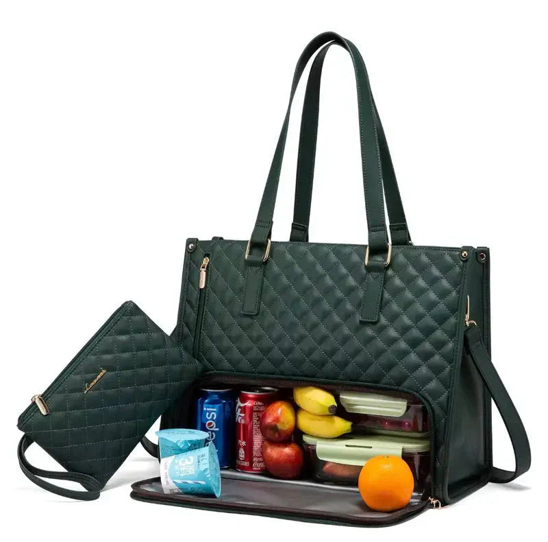 2-in-1 Elegante Tasche mit Isoliertem Lebensmittel-Fach