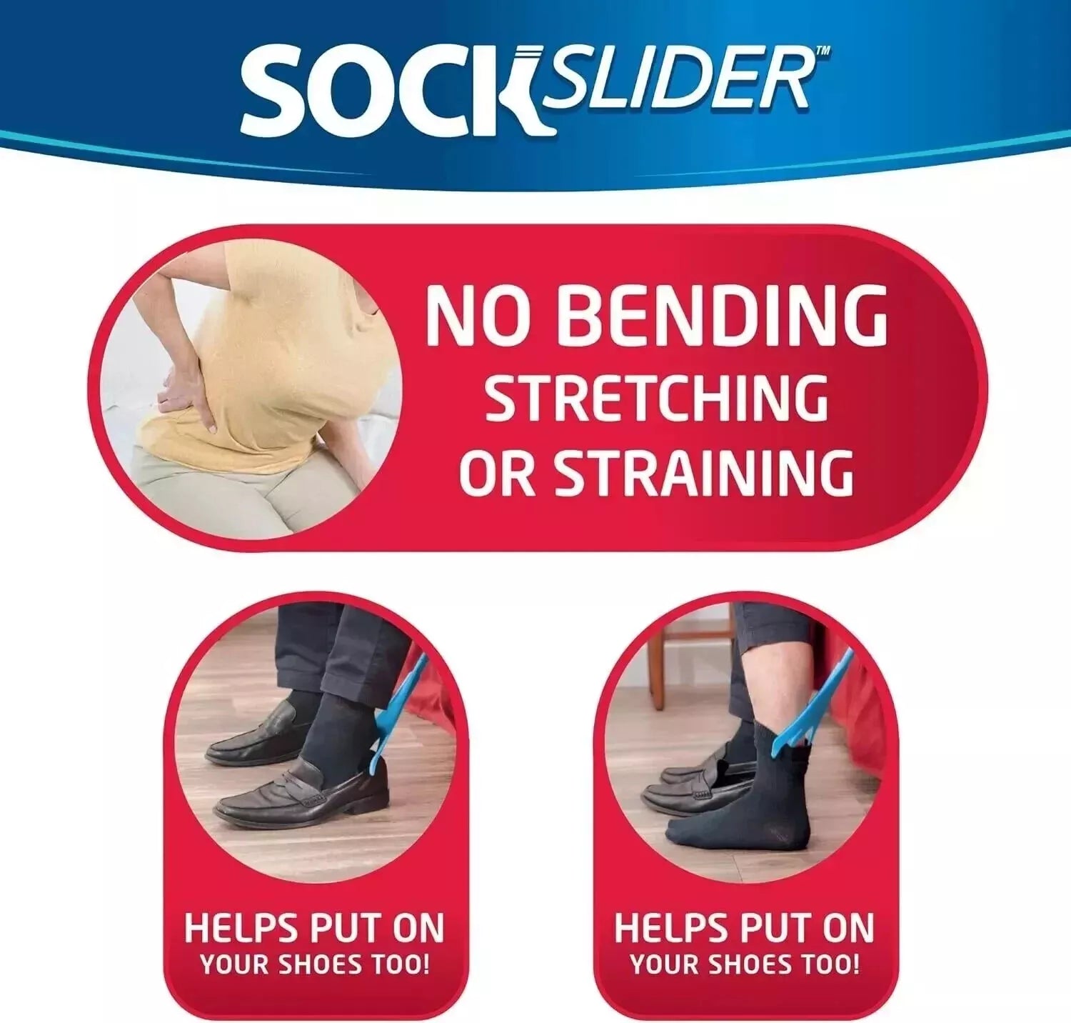 SockSlider™ - Socken und Schuhe mühelos anziehen, ohne sich zu strecken oder zu zerren