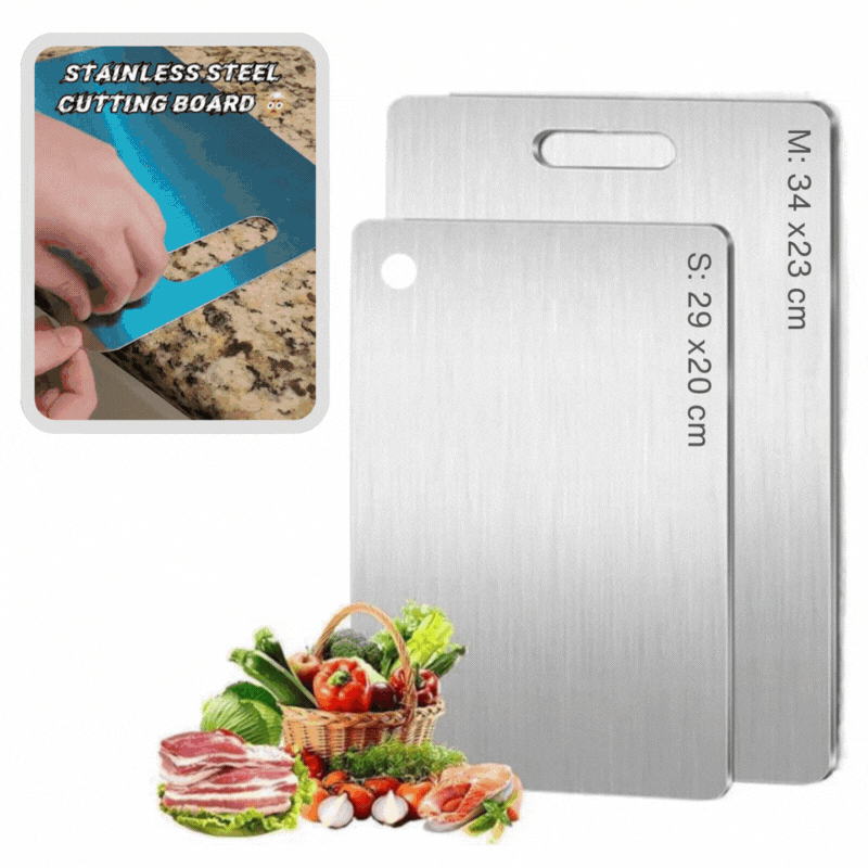 Doppelseitiges Schneidebrett aus Edelstahl – hygienisch, robust & vielseitig