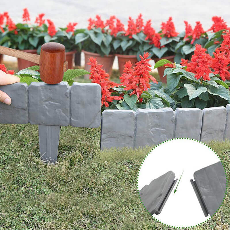 5+5 GRATIS | StonePath - Hochwertiger, langlebiger Gartenzaun aus simuliertem Stein