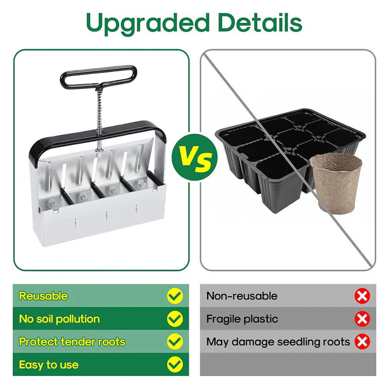 PlantForm - Manueller Klumpenbildner, Bodenblocker, Gartengeräte für die Aussaat