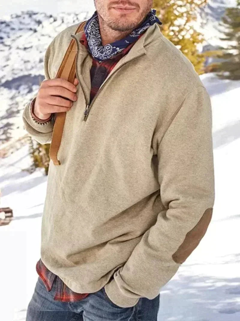 UrbanAlpha™ - Dickeres langärmeliges Sweatshirt mit halbem Reißverschluss für Männer