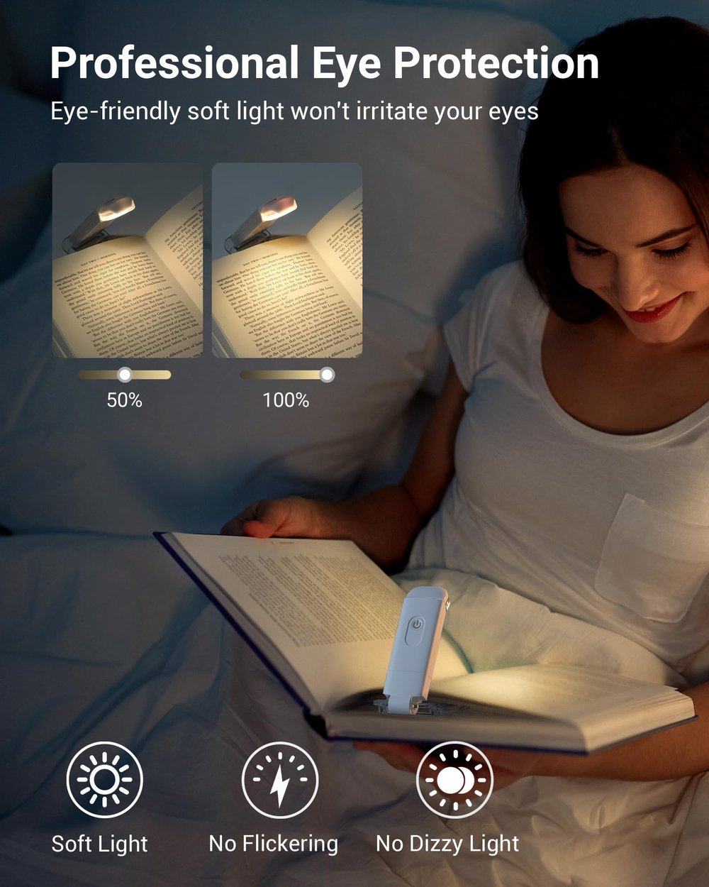 USB-LED-Buchlampe mit Clip – Lesezeichen & Mini-Taschenlampe in einem
