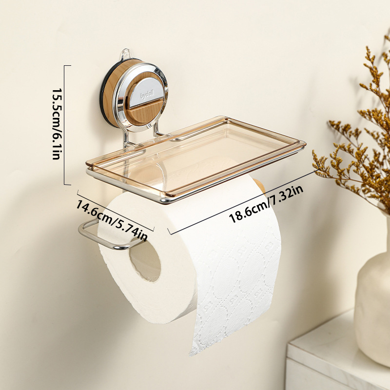 Toilettenpapierhalter aus Edelstahl mit Saugmechanismus – Kein Bohren