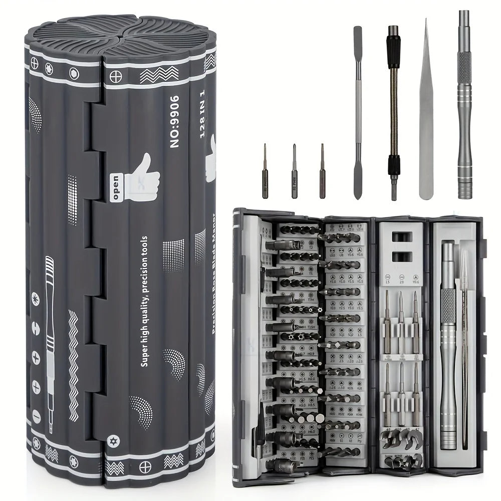 128 in 1 Präzisionsschraubendreher-Kit mit magnetischem flexiblem Schaft | Professionelles Reparaturwerkzeug
