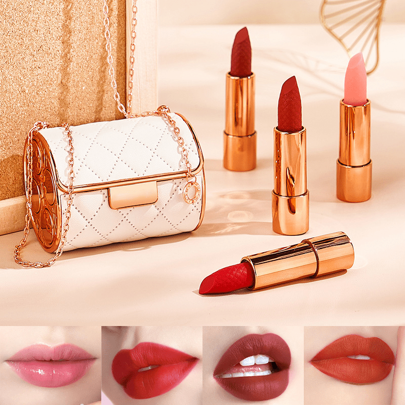 GlossBag™ - Samt-Matte Lippenstift-Set mit Kettenbeutel