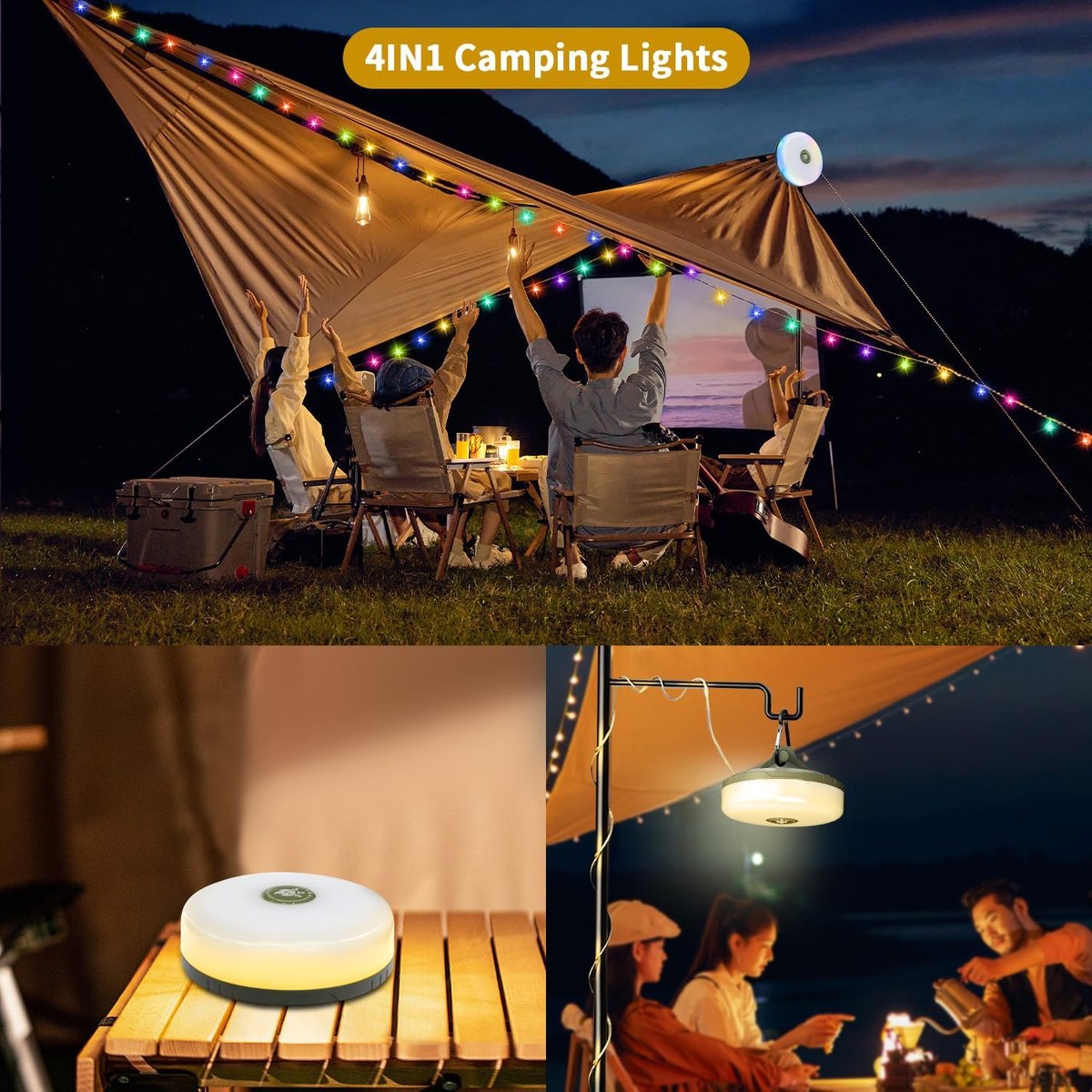 CampLite™ - 4-in-1 Campinglicht mit RGB-Lichterkette & Powerbank