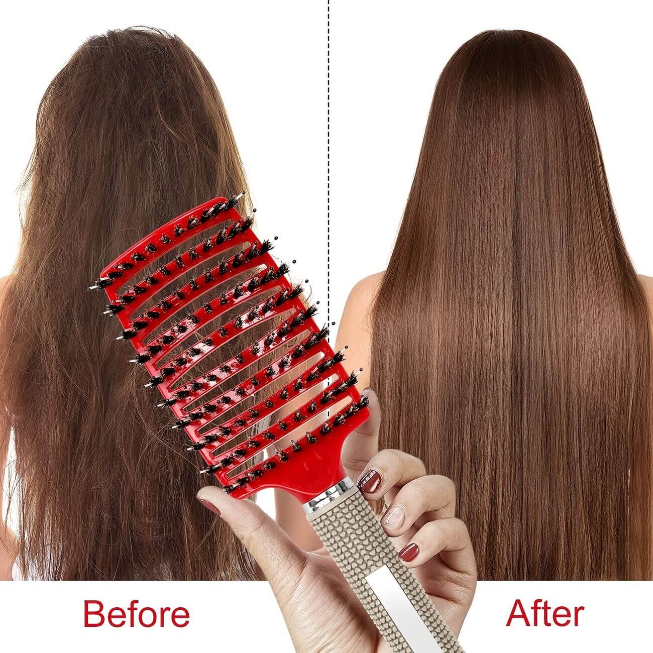 Detangler-Massagekamm | Anti-Verfilzung & Kopfhautmassage | 50 % weniger Haarbruch | Schwarz/Lila