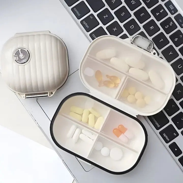 1+1 Gratis | Medikamentenbox PortaRx™ | Kompakt & Diskret | Weiß oder Schwarz