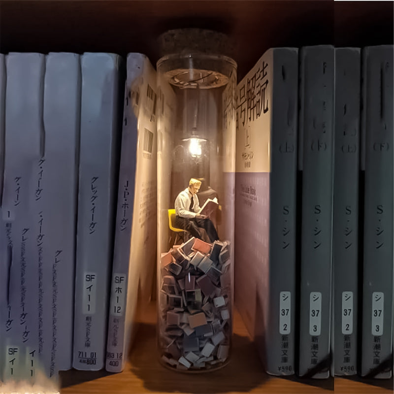 Glas-Miniatur-Diorama für Bücherliebhaber