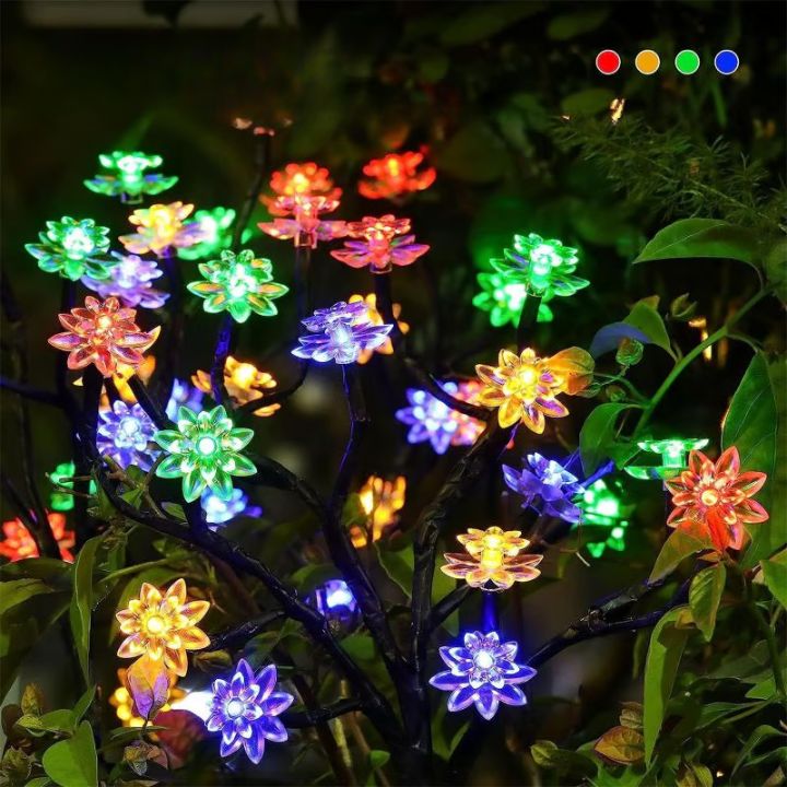 Solar-Kirschblütenlichter | Wasserdichte LED-Deko für draußen