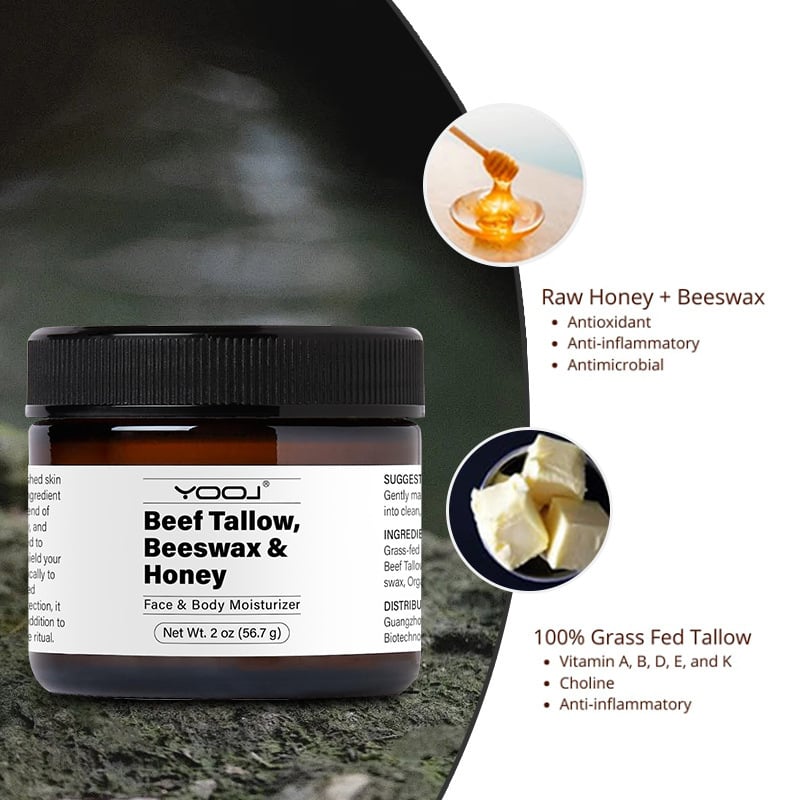 GlowTallow™ - Rinderfett Bienenwachs und Honig Gesichtsfeuchtigkeitsspender - Handgemachter 100% natürlicher Feuchtigkeitsspender