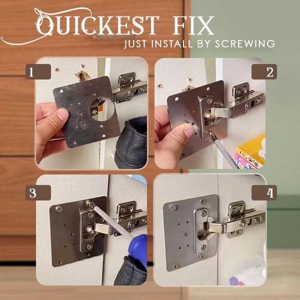 (50% Rabatt) - HingeFix - Scharnier-Reparaturplatten - Lose Schränke? Nicht mehr!