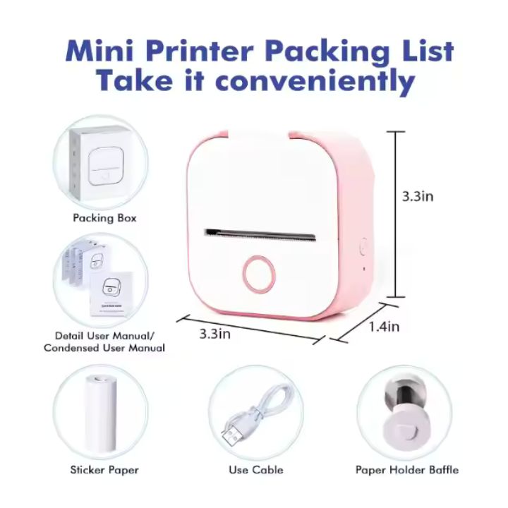 Tragbarer Mini-Drucker – Gratis Rolle inklusive