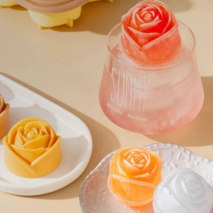 Rosen Eiswürfelform – 3D Silikon für elegante Eiswürfel (4 Gitter)