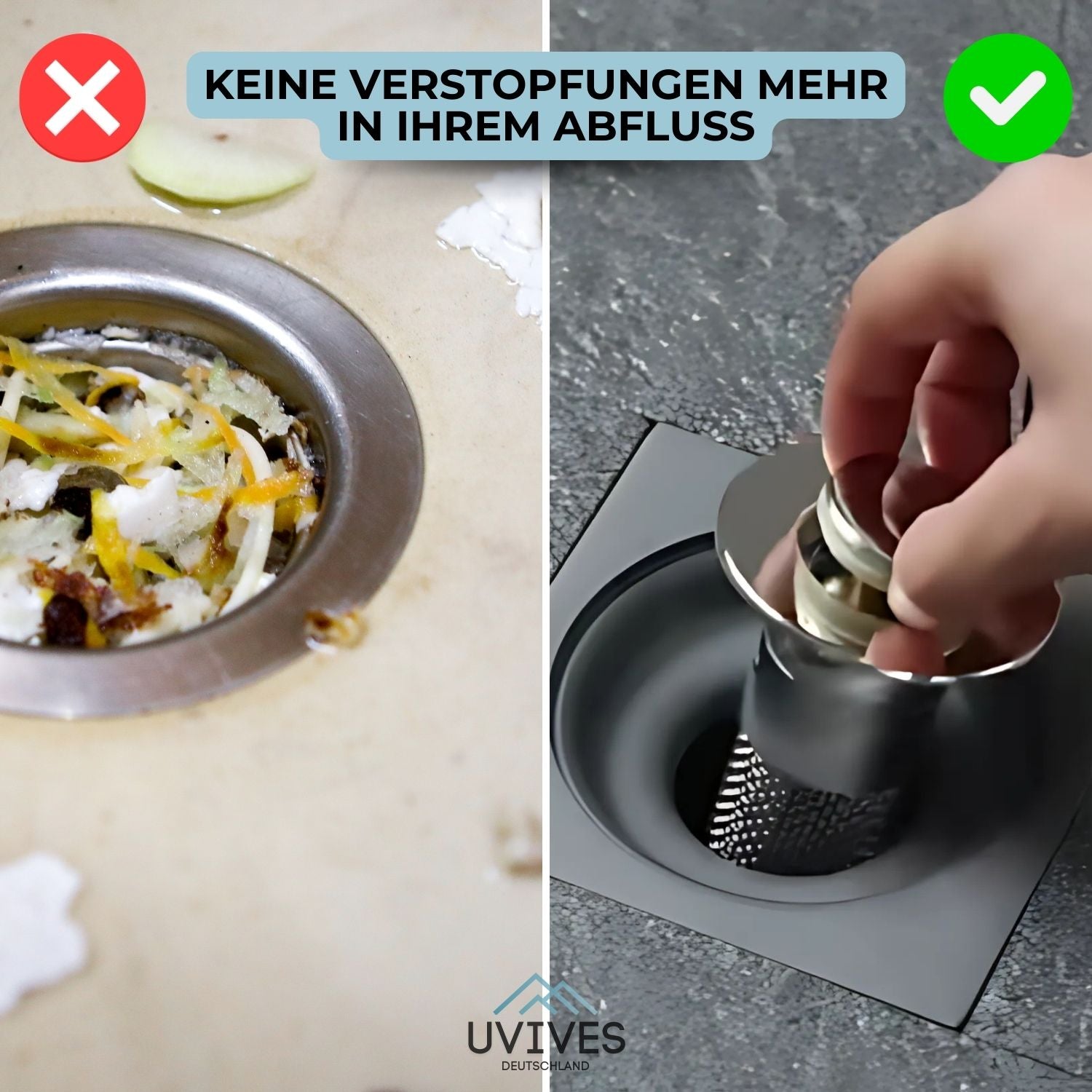 PureFlow Abflussfilter | Edelstahl & Rostfrei | Kein Verstopfen | 50% Rabatt