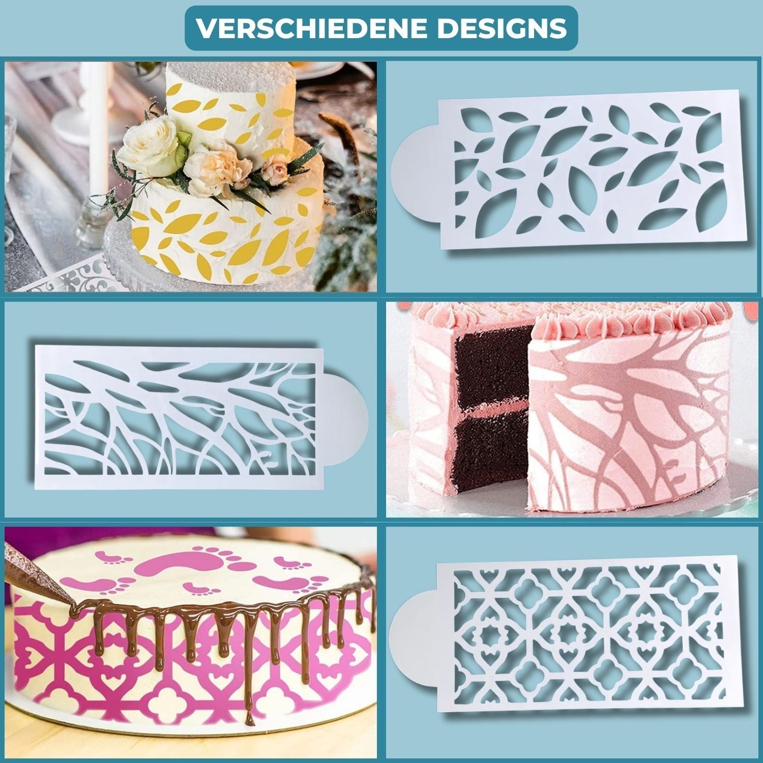 Set mit 8 Stück | DecoLace™ - DIY-Kuchendekor-Form aus Spitze [Letzter Tag Rabatt]