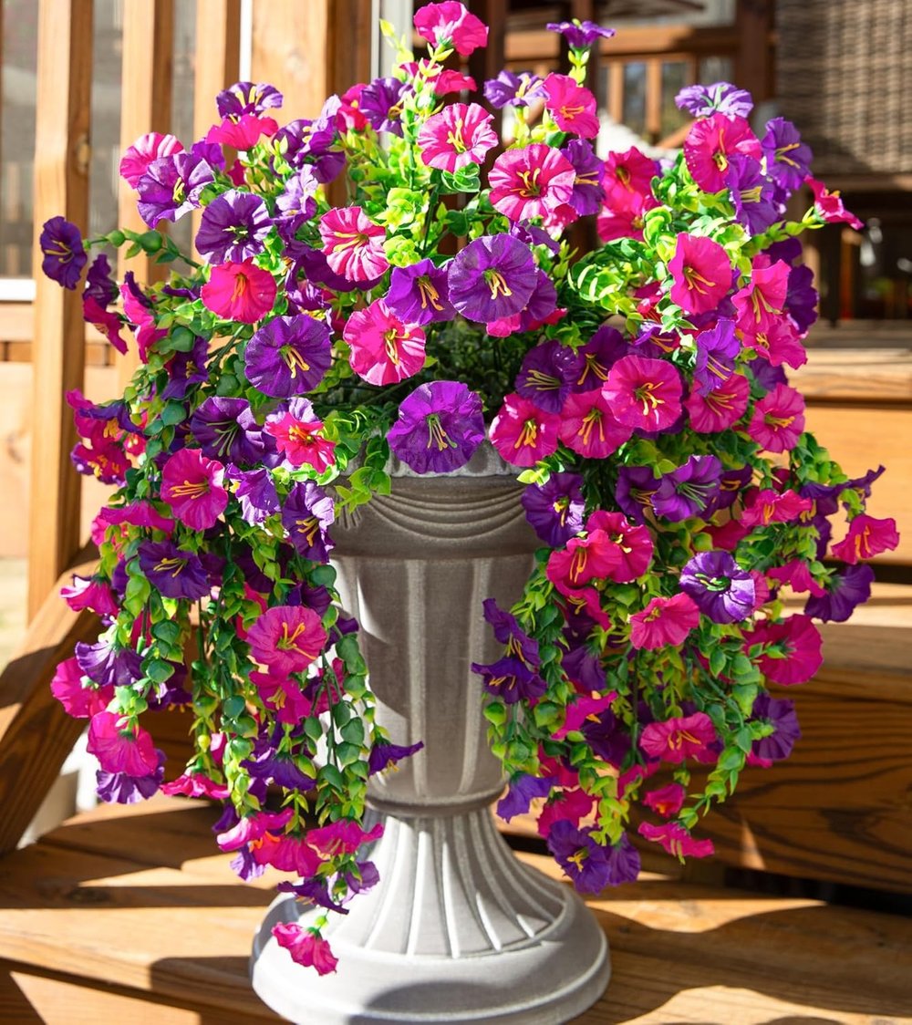 Hängende Morning Glory aus hochwertiger UV-beständiger Seide