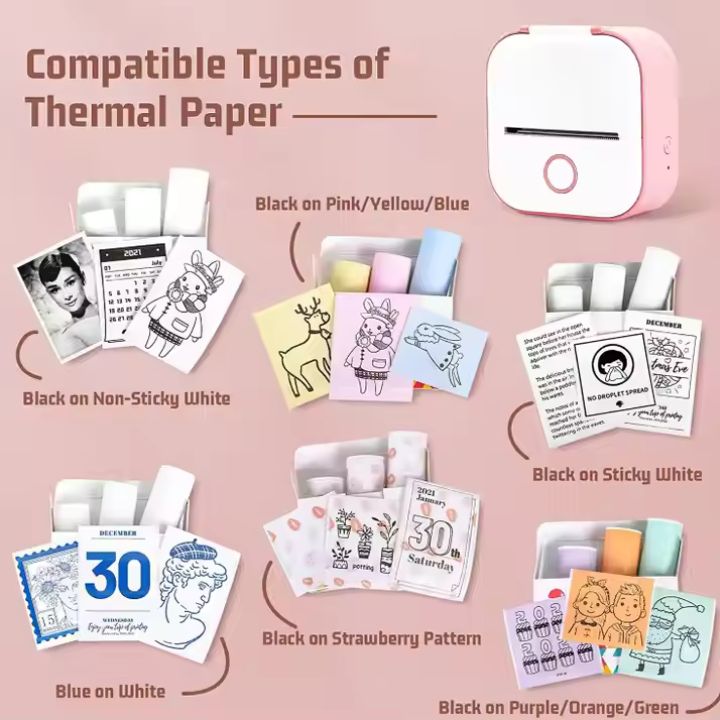 Tragbarer Mini-Drucker – Gratis Rolle inklusive