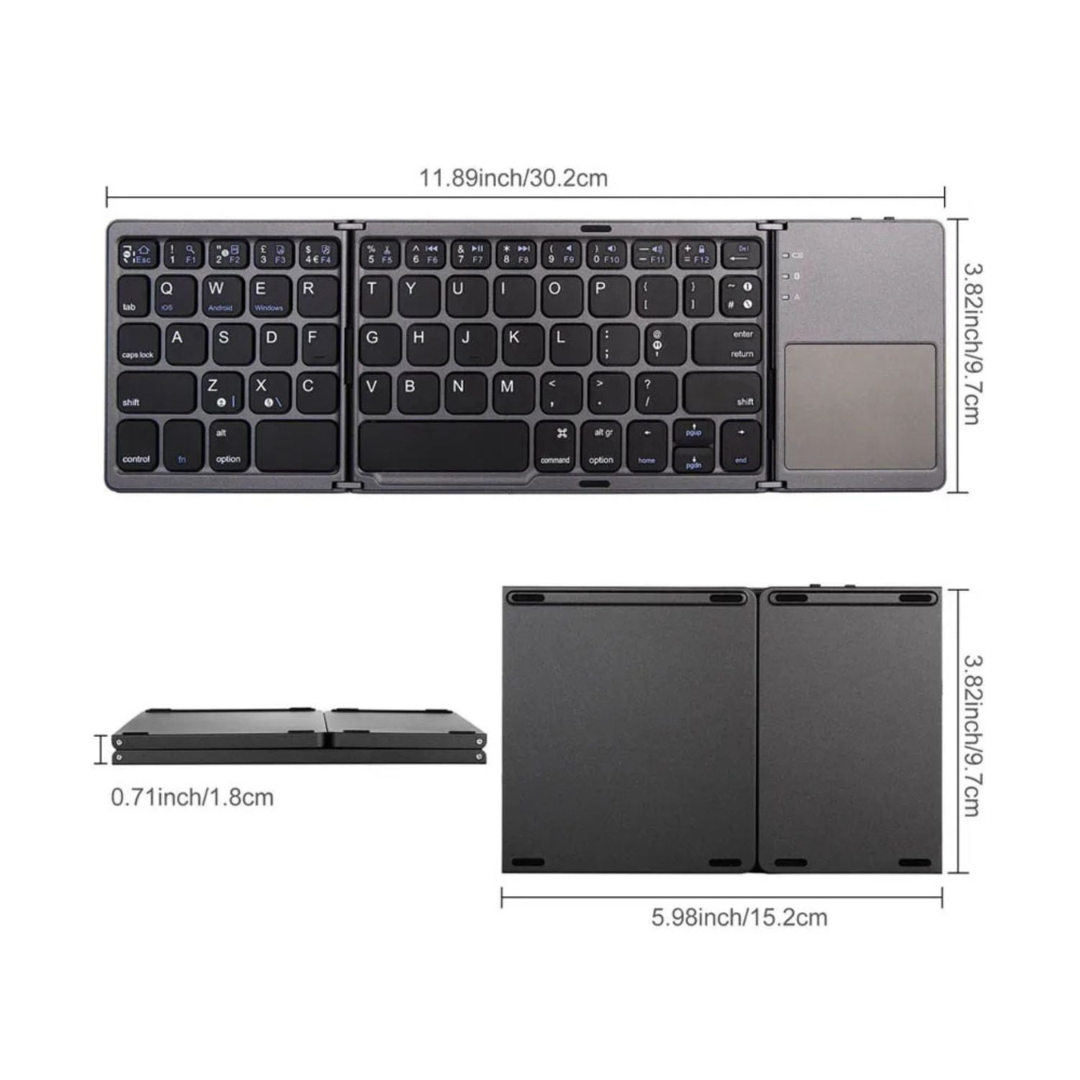 KeyFold™ – Foldable Bluetooth Keyboard with Touchpad