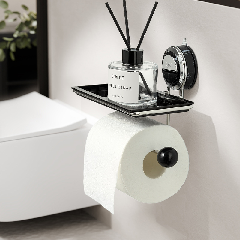 Toilettenpapierhalter aus Edelstahl mit Saugmechanismus – Kein Bohren
