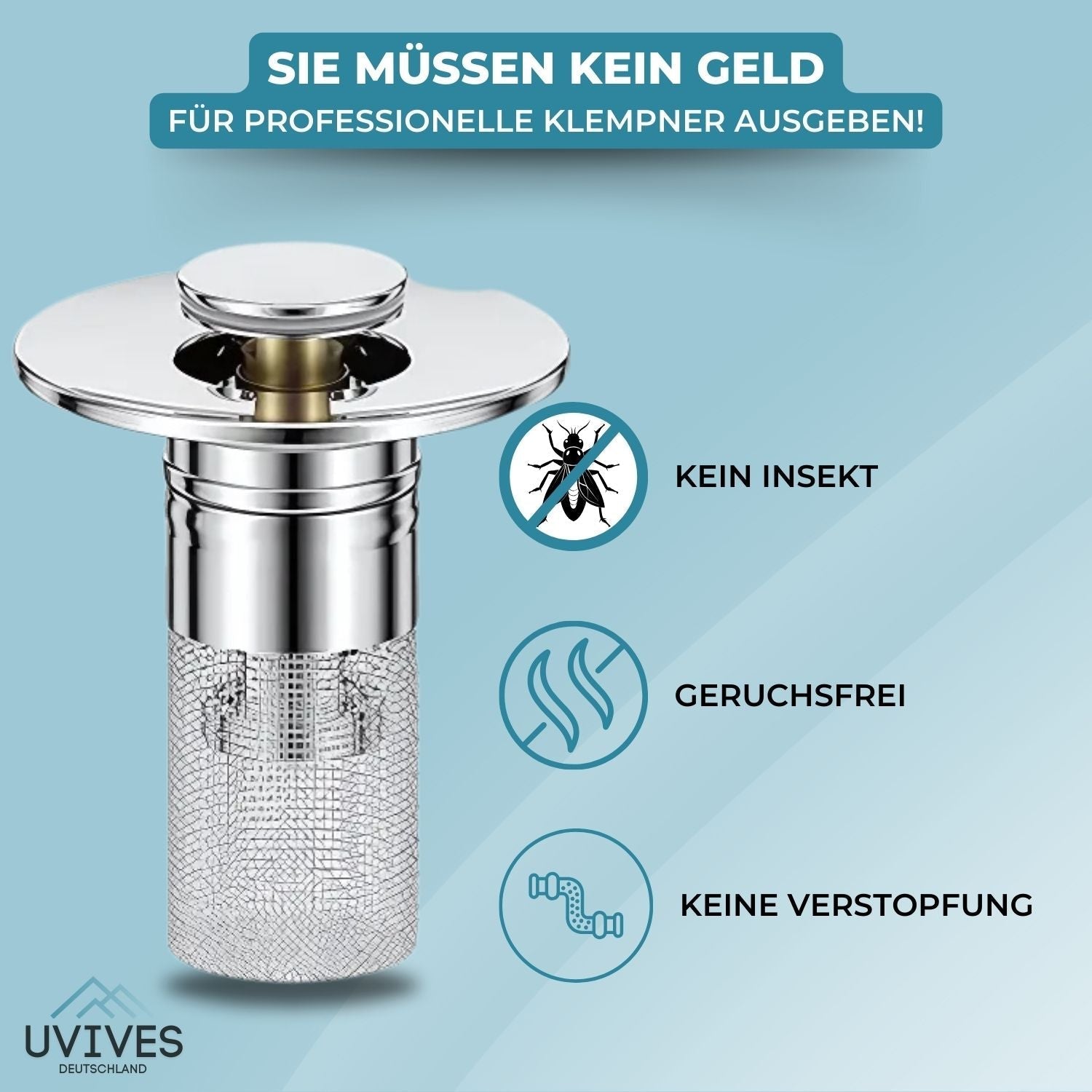 PureFlow Abflussfilter | Edelstahl & Rostfrei | Kein Verstopfen | 50% Rabatt