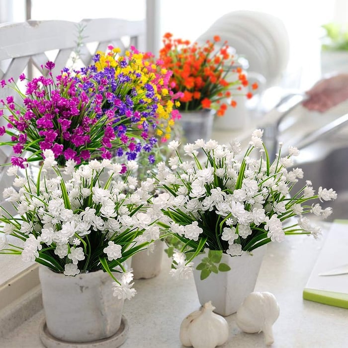Pflegeleichte künstliche Outdoor-Blumen – Naturgetreu und UV-beständig (7er-Pack)