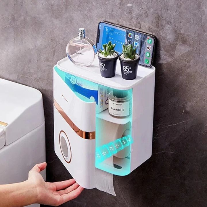 Platzsparender, wandmontierter Badezimmer-Organizer