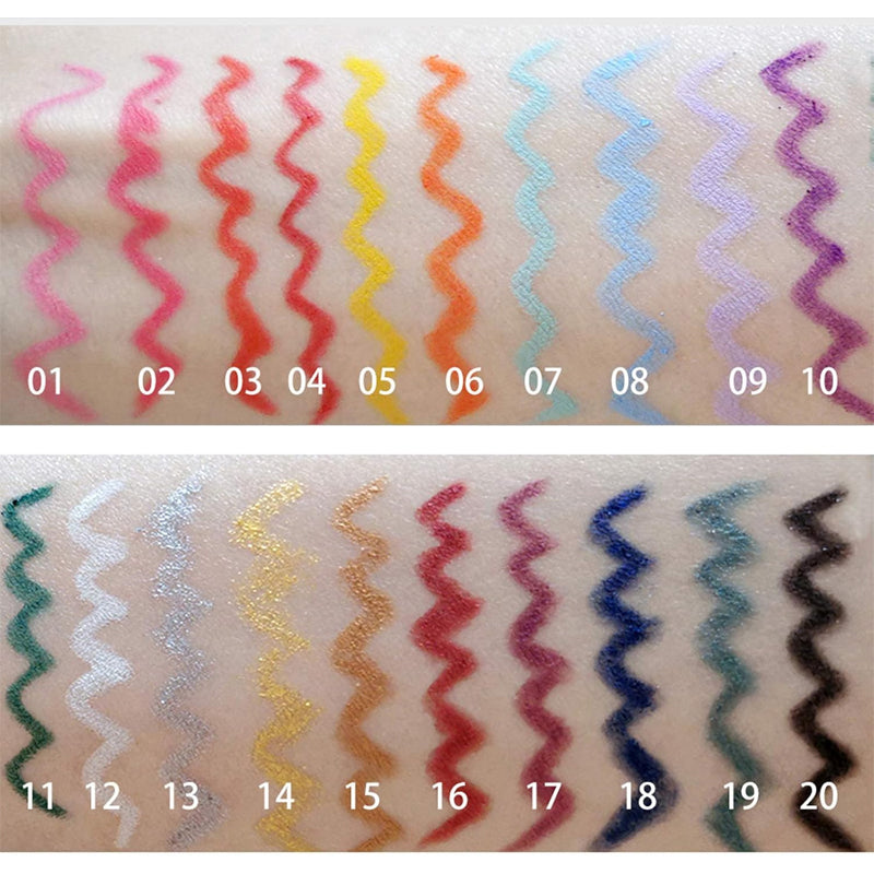 ColorGlam - 20 Stück Farbiges Eyeliner-Stift-Set | 50% RABATT