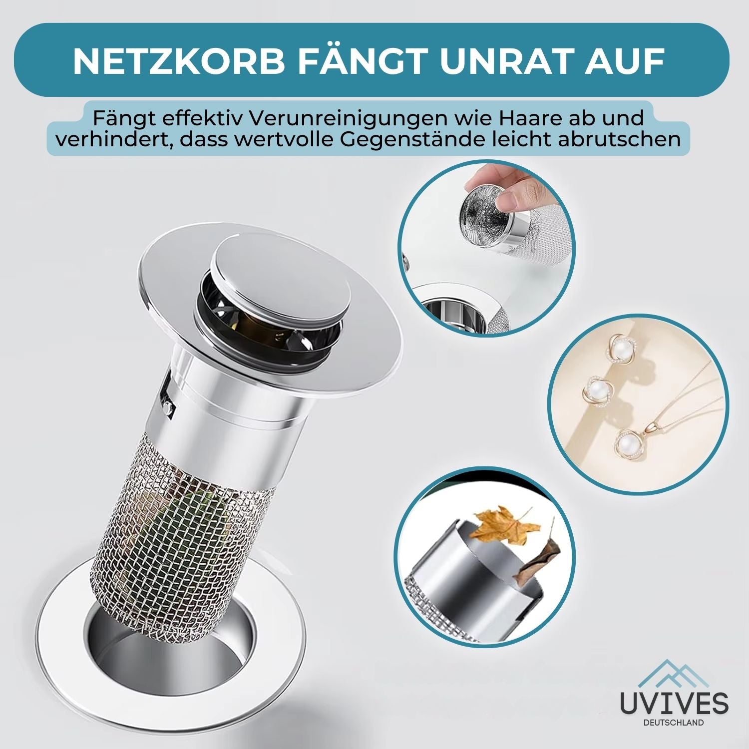 PureFlow Abflussfilter | Edelstahl & Rostfrei | Kein Verstopfen | 50% Rabatt