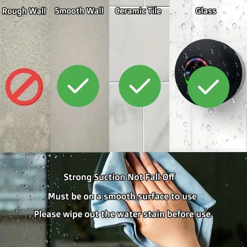 Wasserfester Bluetooth-Duschlautsprecher – Superstarkem Wand-Saugnapf